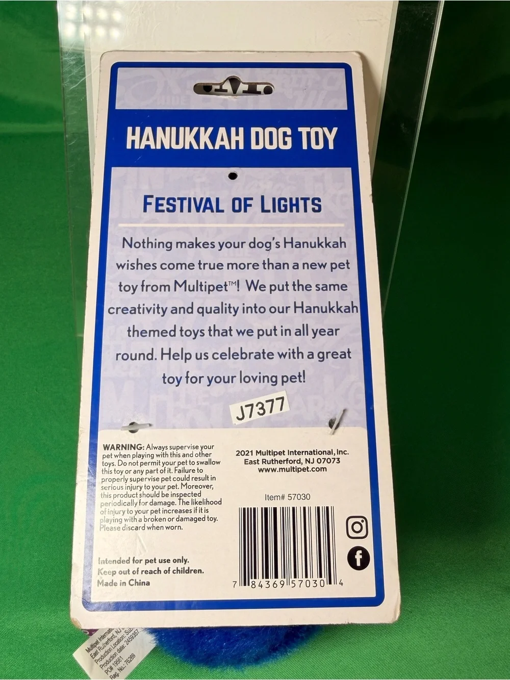 Multipet Festival of Lights Hanukkah Dreidel Plush Dog Toy